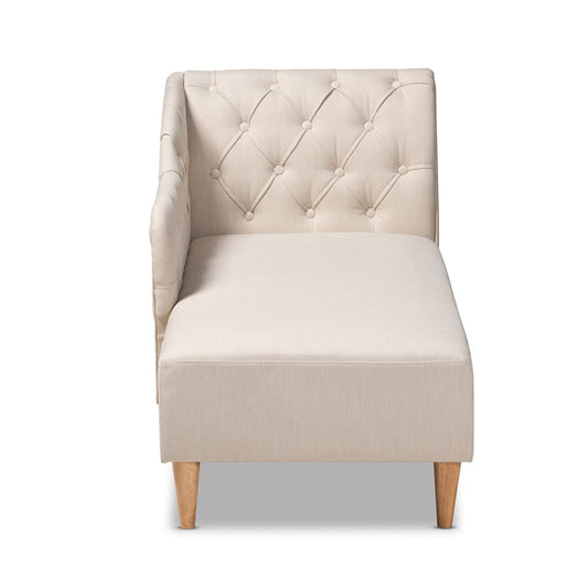 Baxton Studio - Emeline Chaise in Beige - CFCL1-Beige/Oak-KD Chaise view 2