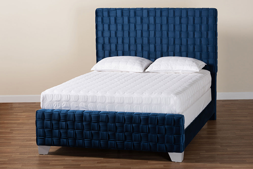 Baxton Studio - Emlyn Queen Size Bed - Emlyn-Navy Blue-Queen view 8