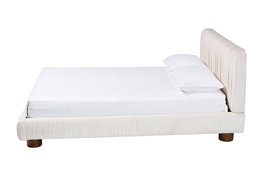 Baxton Studio - Emsley Queen Size Bed - BBT61217-Ivory/Walnut-Queen view 2