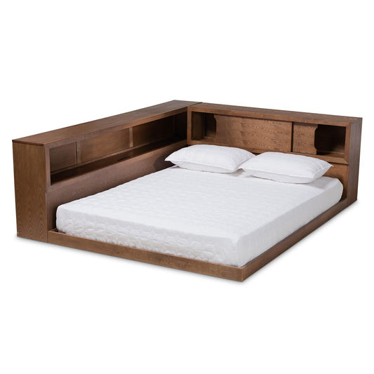 Baxton Studio - Erie Queen Size Bed in Walnut - MG0031-Walnut-Queen view 2