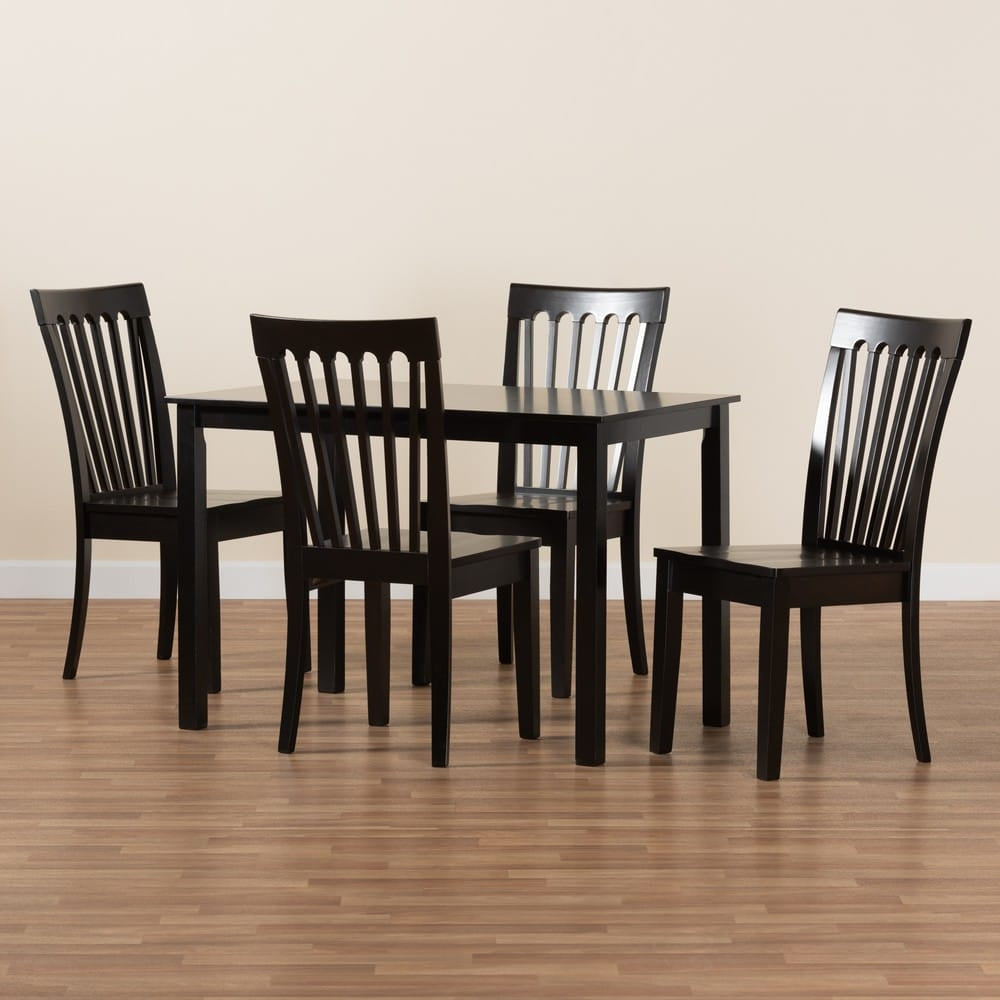 Baxton Studio - Erion Dining Set in Dark Brown - Erion-Dark Brown-5PC Dining Set view 8