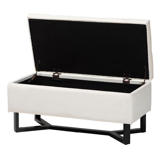 Baxton Studio - Esther Ottoman in Beige/Dark Brown - WS-20716-Beige/Espresso-Otto view 2