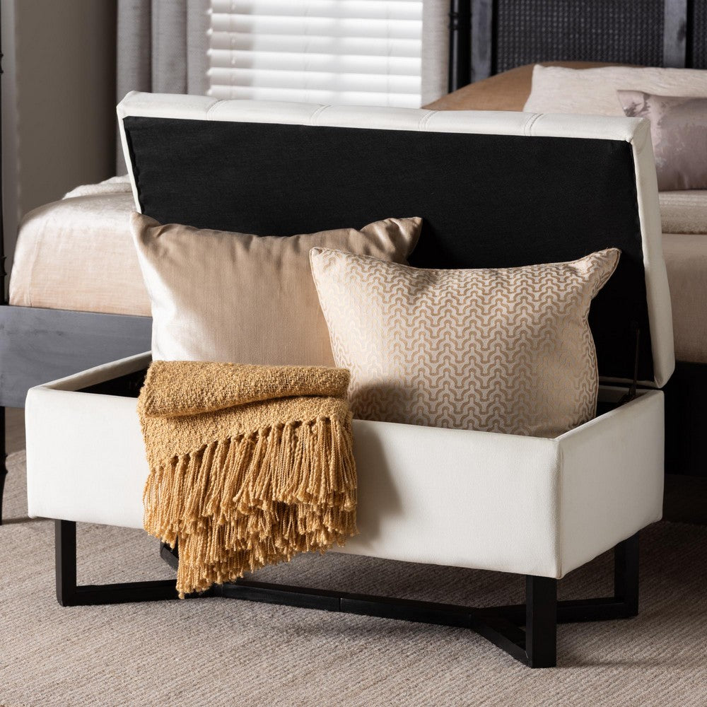 Baxton Studio - Esther Ottoman in Beige/Dark Brown - WS-20716-Beige/Espresso-Otto view 9
