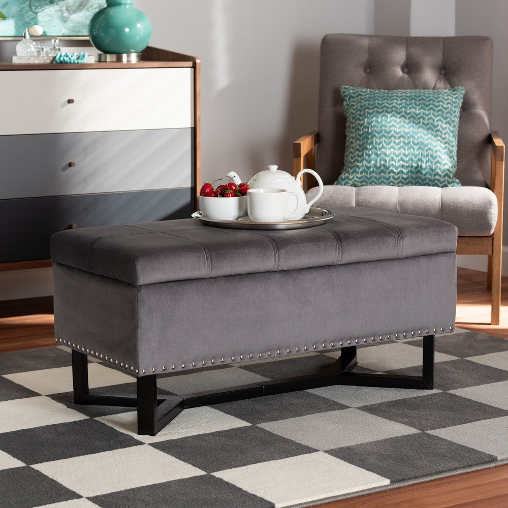 Baxton Studio - Esther Ottoman in Grey/Dark Brown - WS-20716-Grey/Espresso-Otto view 11