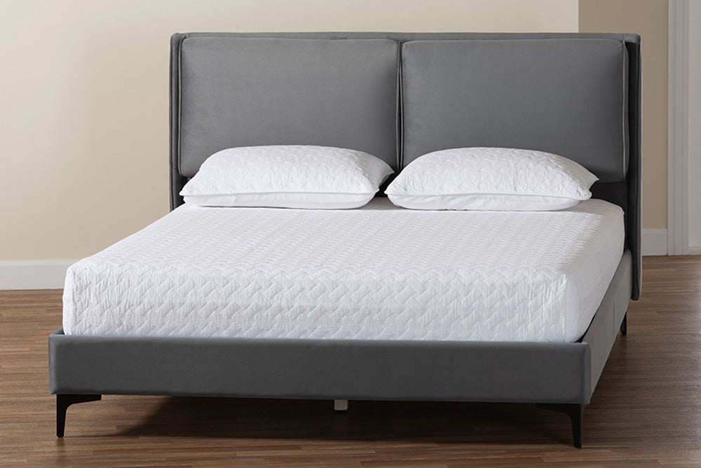 Baxton Studio - Etienne Queen Size Bed - BBT61231-Dark Grey-Queen view 8