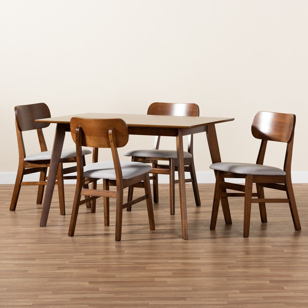 Baxton Studio - Euclid Dining Set in Grey/Walnut Brown - RH369C-Grey/Walnut-5PC Dining Set view 8