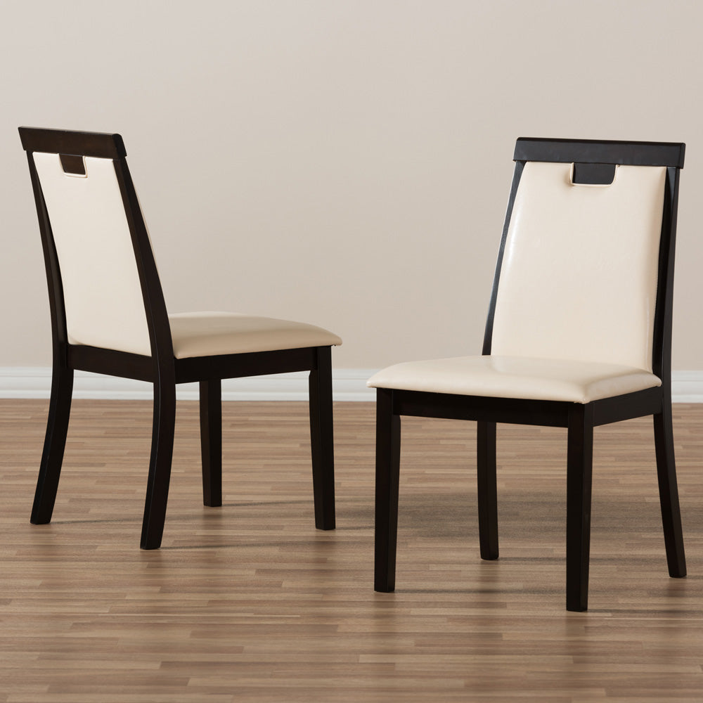Baxton Studio - Evelyn Set of 2 Dining Chairs in Beige/Dark Brown - RH5998C-Dark Brown/Beige-DC view 6