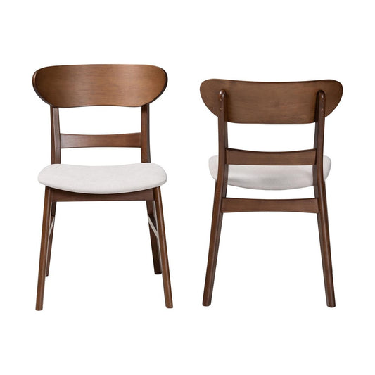 Baxton Studio - Everwood Set of 2 Dining Chairs in Taupe/Walnut Brown - Everwood-Taupe/Walnut-DC view 2