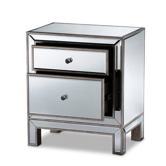 Baxton Studio - Fadri End Table in Mirrored/Antique Sliver - RXF-2393-ET view 2
