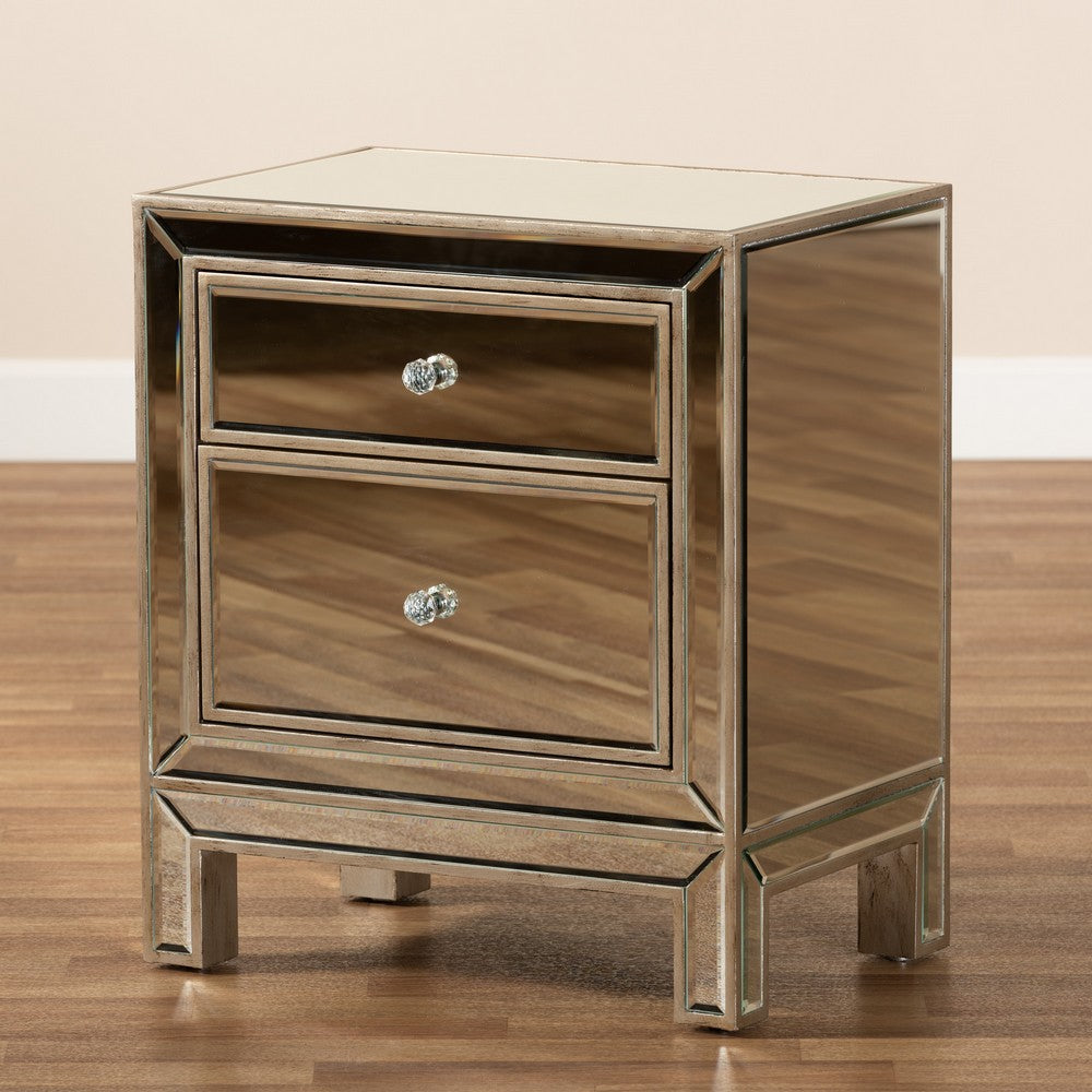 Baxton Studio - Fadri End Table in Mirrored/Antique Sliver - RXF-2393-ET view 7