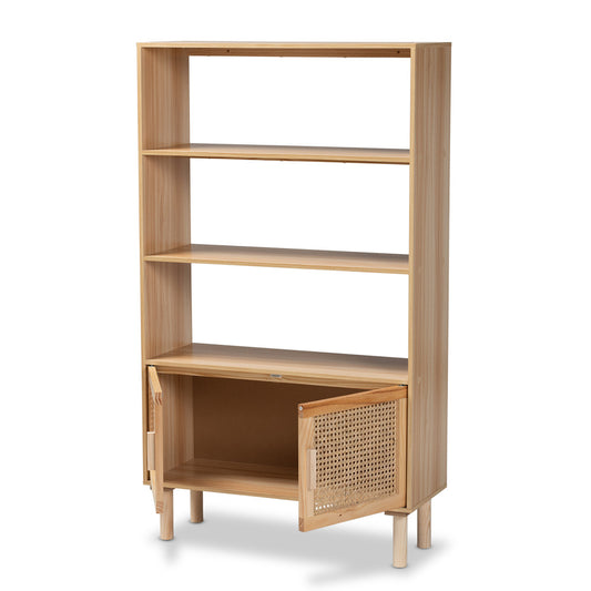 Baxton Studio - Faulkner Bookcase in Beige/Natural Brown - FM203-034-Natural Wooden-Bookcase view 2