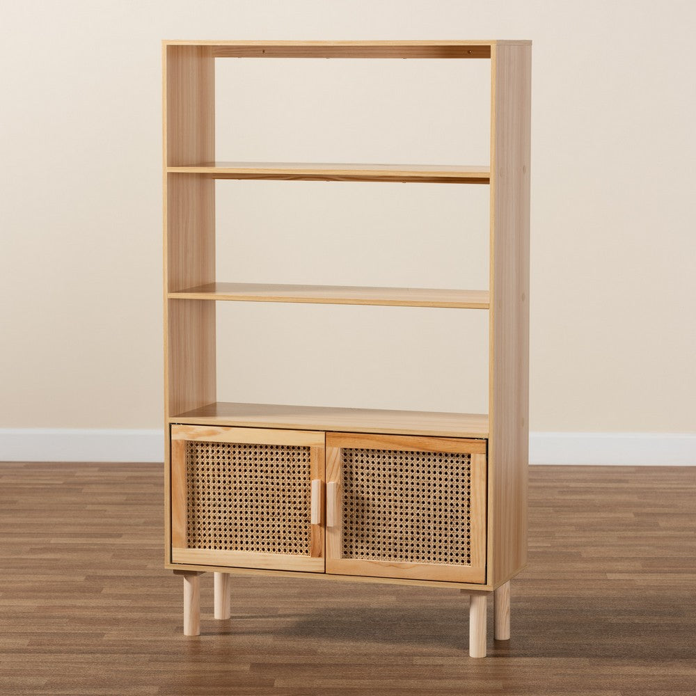 Baxton Studio - Faulkner Bookcase in Beige/Natural Brown - FM203-034-Natural Wooden-Bookcase view 9