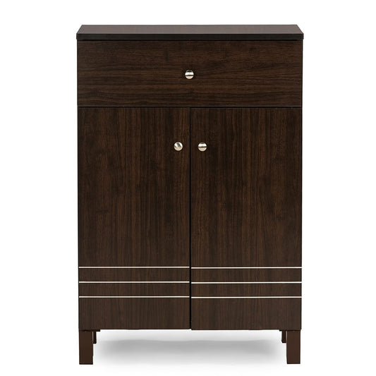 Baxton Studio - Felda Shoe Cabinet in Dark Brown - SC864598-Wenge view 2