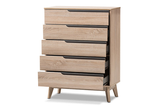 Baxton Studio - Fella Chest - FLCOD00806-Hana Oak/Dark Grey-5DW-Chest view 2