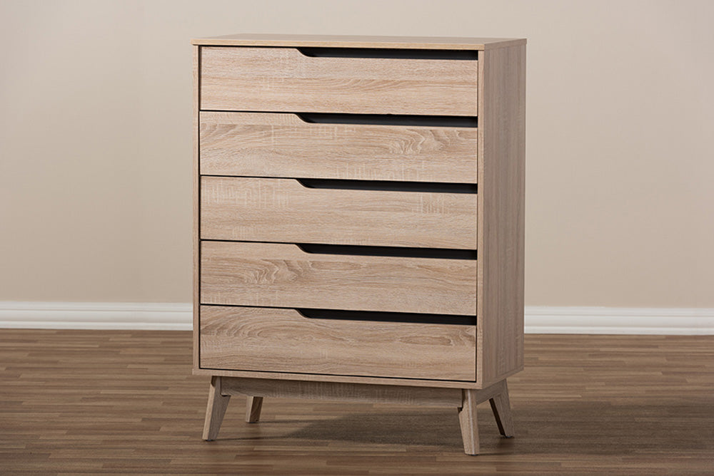 Baxton Studio - Fella Chest - FLCOD00806-Hana Oak/Dark Grey-5DW-Chest view 6