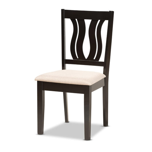 Baxton Studio - Fenton Dining Set in Sand/Dark Brown - RH338C-Sand/Dark Brown-5PC Dining Set view 2