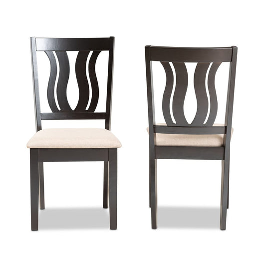 Baxton Studio - Fenton Set of 2 Dining Chairs in Sand/Dark Brown - RH338C-Sand/Dark Brown-DC-2PK view 2