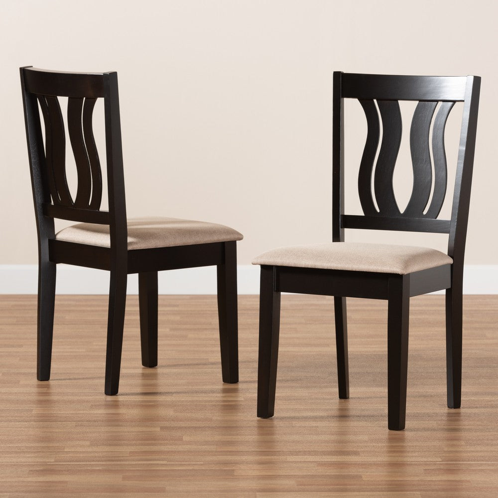 Baxton Studio - Fenton Set of 2 Dining Chairs in Sand/Dark Brown - RH338C-Sand/Dark Brown-DC-2PK view 7