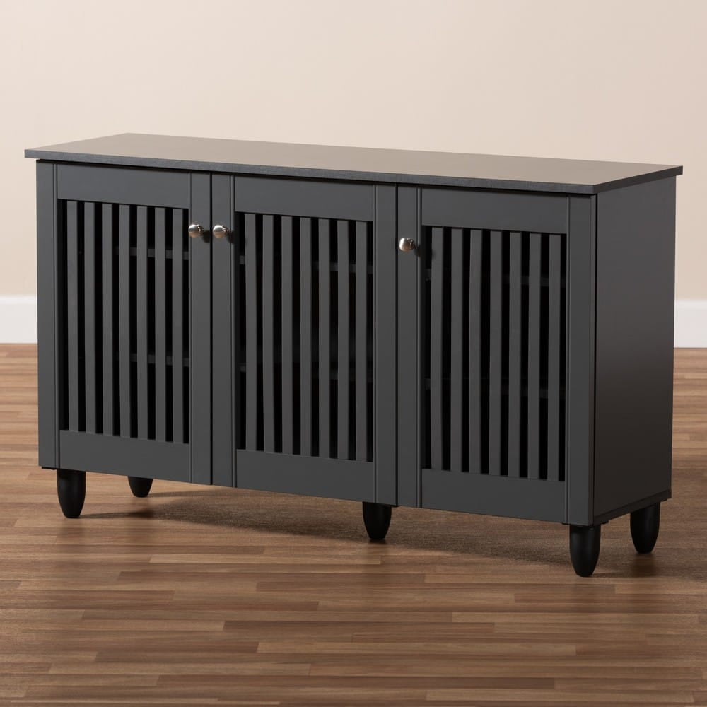 Baxton Studio - Fernanda Shoe Cabinet in Dark Gray - SC864573 A-Dark Grey-Shoe Cabinet view 9