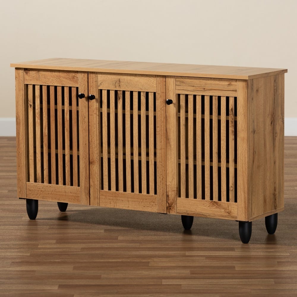 Baxton Studio - Fernanda Shoe Cabinet in Oak Brown/Black - SC864573 A-Wotan Oak view 9