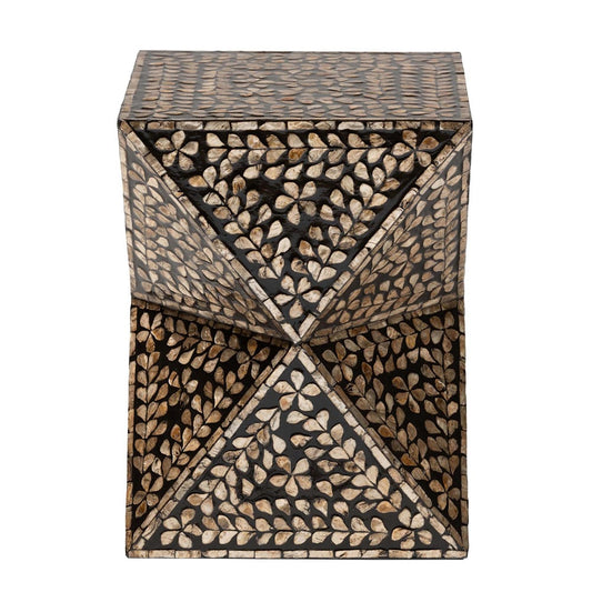Baxton Studio - Feronia End Table in Black/Floral Bronze - F232-FT46-Accent Table view 2