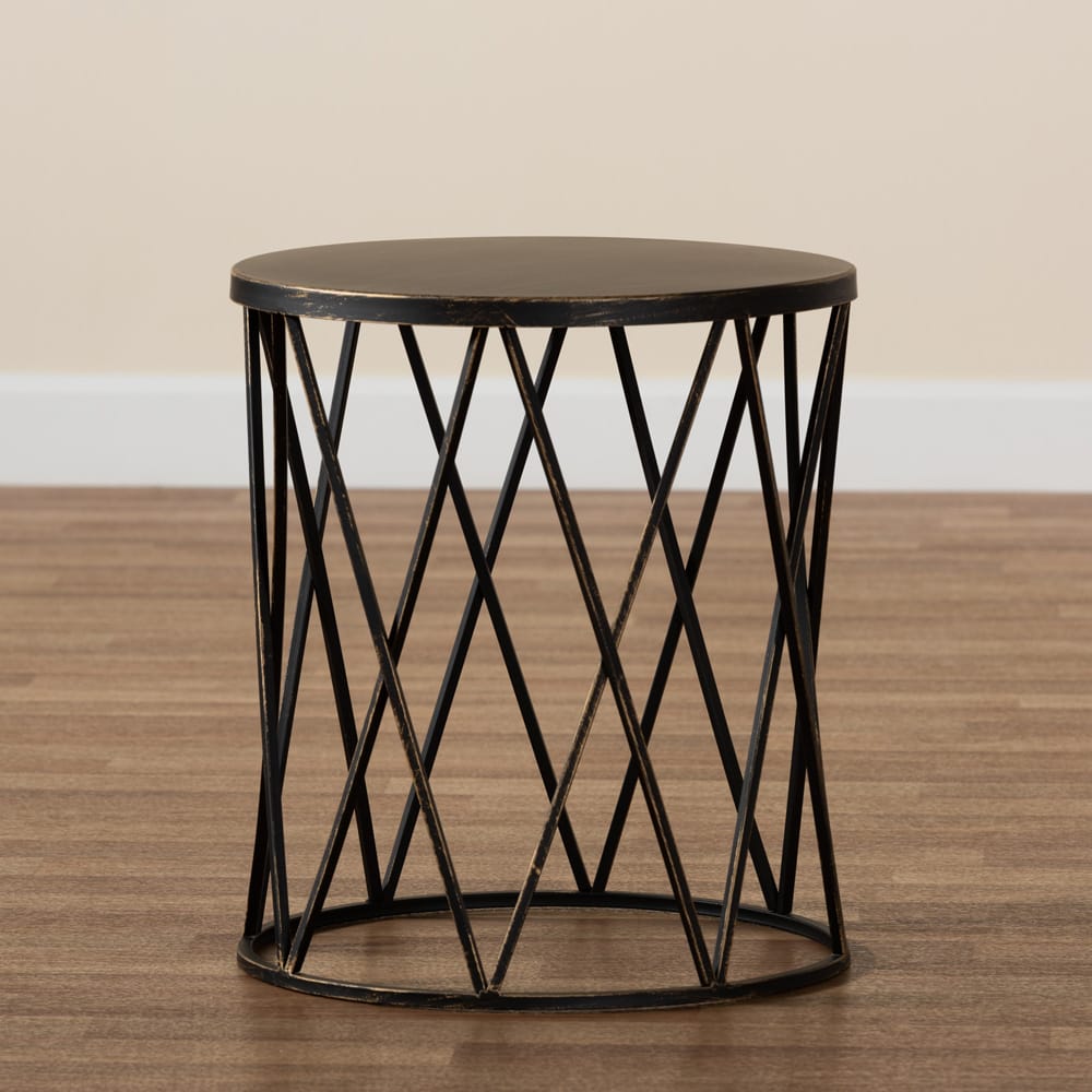 Baxton Studio - Finnick End Table in Black - H01-102535 Metal Side Table view 6