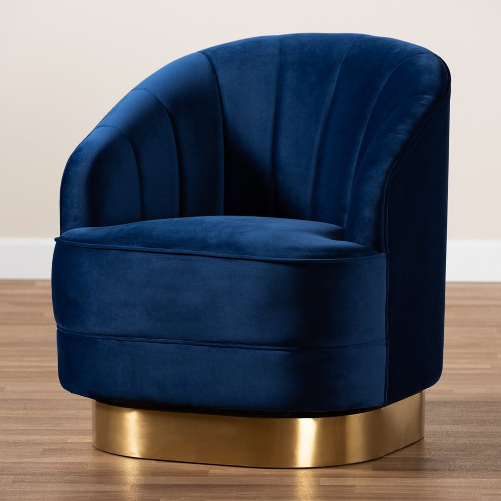 Baxton Studio - Fiore Chair in Royal Blue/Gold - TSF-6642-Royal Blue/Gold-CC view 8