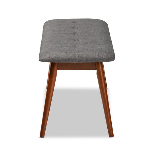 Baxton Studio - Flora Dining Bench in Gray - Flora2-Grey/Medium Oak-Bench view 2