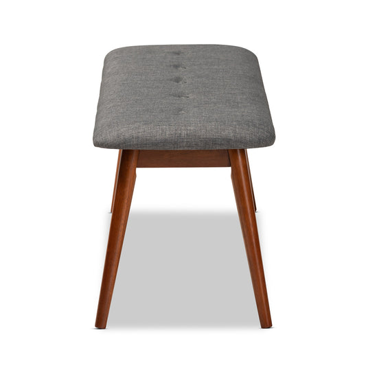 Baxton Studio - Flora Dining Bench in Gray - Flora2-Grey/Medium Oak-Bench view 2