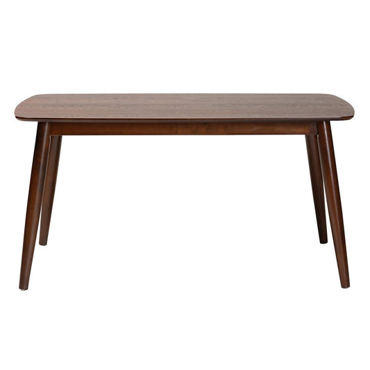 Baxton Studio - Flora Dining Table in Walnut Brown - Flora-Walnut/Crown Cut Veneer-DT view 2