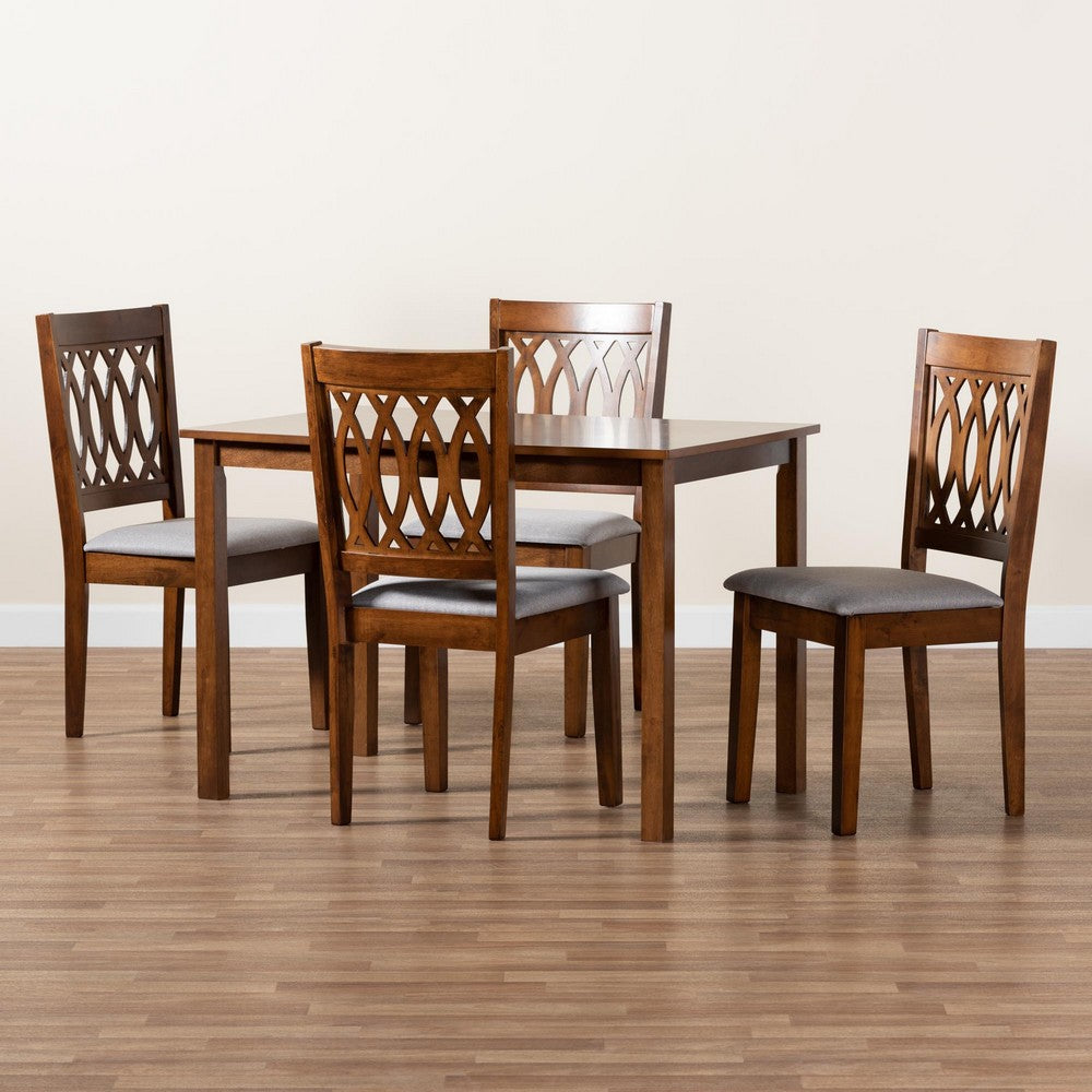 Baxton Studio - Florencia Dining Set in Grey/Walnut Brown - RH388C-Grey/Walnut-5PC Dining Set view 9