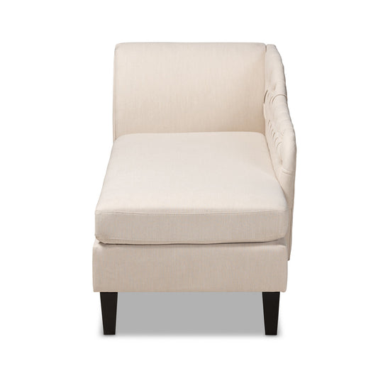 Baxton Studio - Florent Chaise in Beige - CFCL2-Beige/Black-KD Chaise view 2