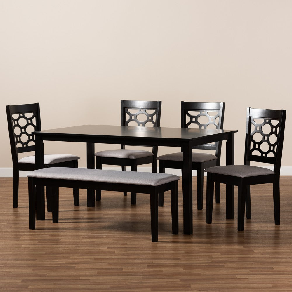 Baxton Studio - Gabriel Dining Set in Grey/Dark Brown - RH335C-Grey/Dark Brown-6PC Dining Set view 8