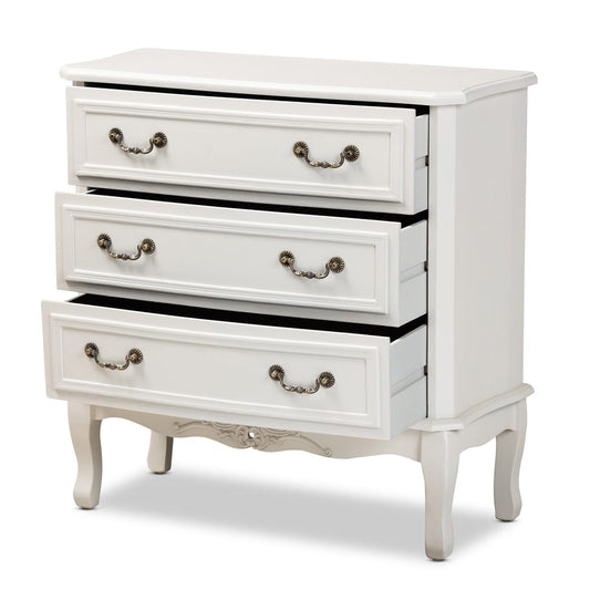 Baxton Studio - Gabrielle Dresser in White/Brass - ETASW-08-White-3DW-Cabinet view 2