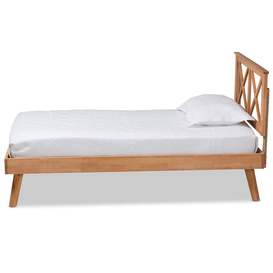 Baxton Studio - Galvin Twin Size Bed in Brown - SW8219-Rustic Brown-Twin view 2