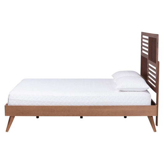 Baxton Studio - Gemma Queen Size Bed in Ash Walnut - Gemma-Ash Walnut-Queen view 2