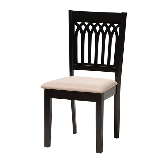 Baxton Studio - Genesis Dining Set in Beige/Dark Brown - RH389C-Sand/Dark Brown-7PC Dining Set view 2