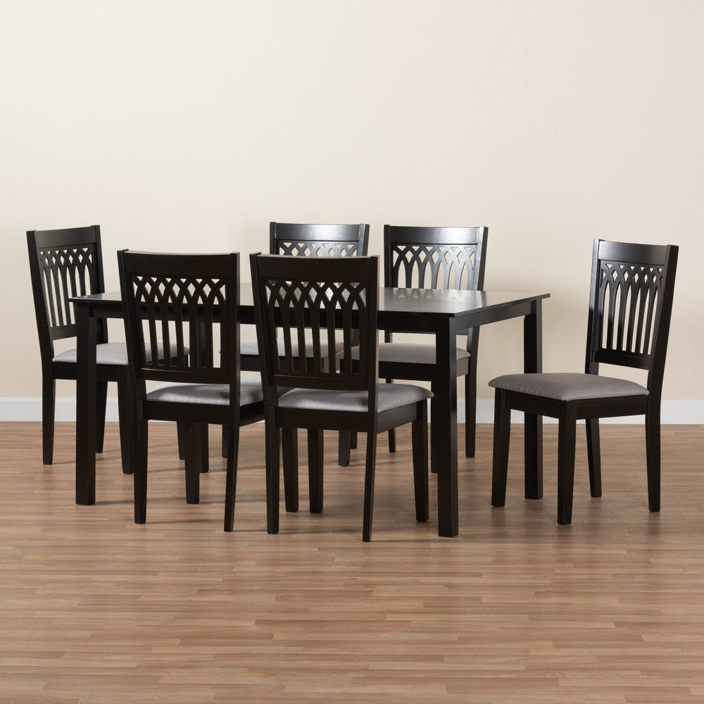 Baxton Studio - Genesis Dining Set in Grey/Dark Brown - RH389C-Grey/Dark Brown-7PC Dining Set view 9