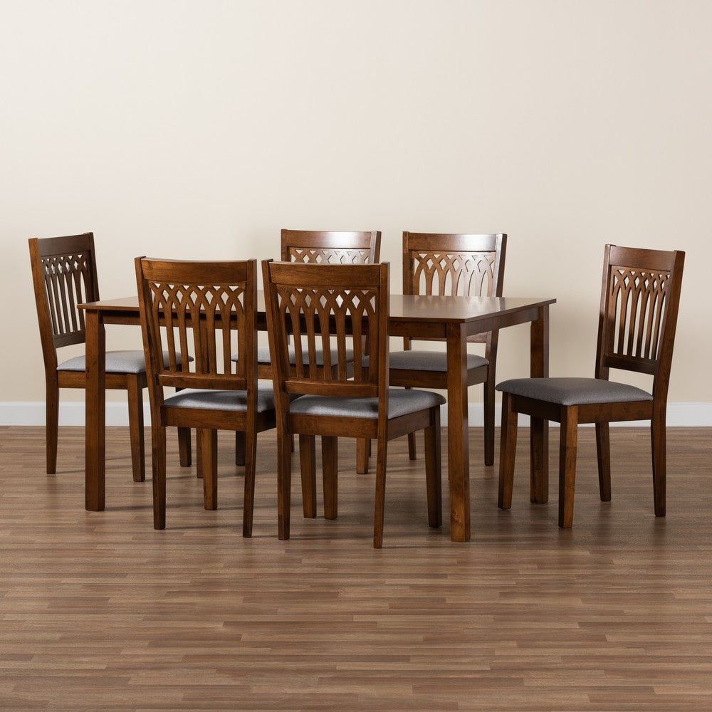 Baxton Studio - Genesis Dining Set in Grey/Walnut Brown - RH389C-Grey/Walnut-7PC Dining Set view 9