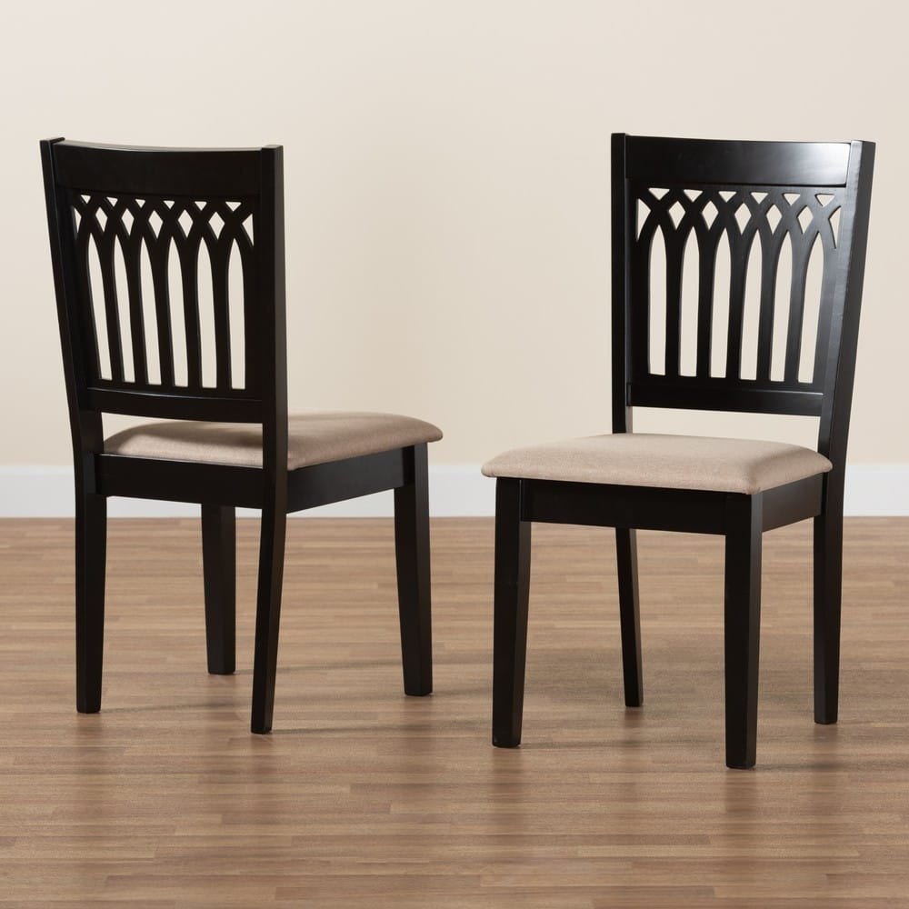Baxton Studio - Genesis Set of 2 Dining Chairs in Beige/Dark Brown - RH389C-Sand/Dark Brown-DC-2PK view 8