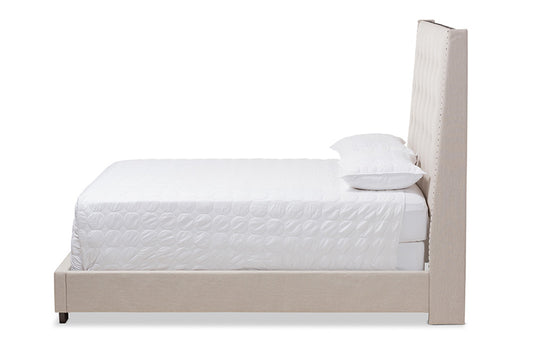 Baxton Studio - Georgette King Size Bed - CF8957-Light Beige-King view 2