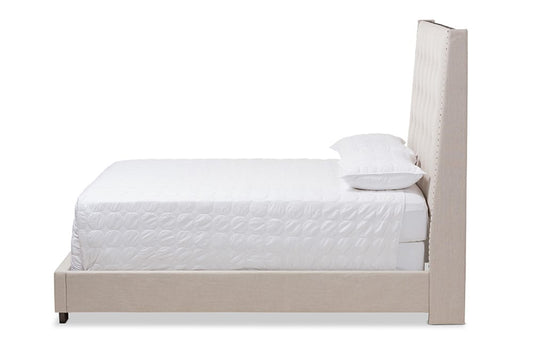 Baxton Studio - Georgette King Size Bed - CF8957-Light Beige-King view 2