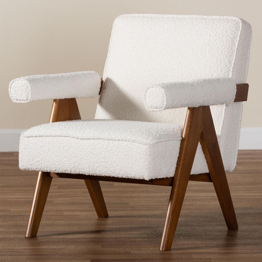 Baxton Studio - Georgina Accent Chair in Cream/Walnut Brown - BBT8074-Cream-CC view 9