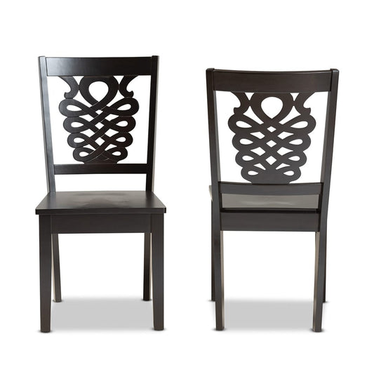 Baxton Studio - Gervais Set of 2 Dining Chairs in Dark Brown - RH339C-Dark Brown Wood Scoop Seat-DC-2PK view 2