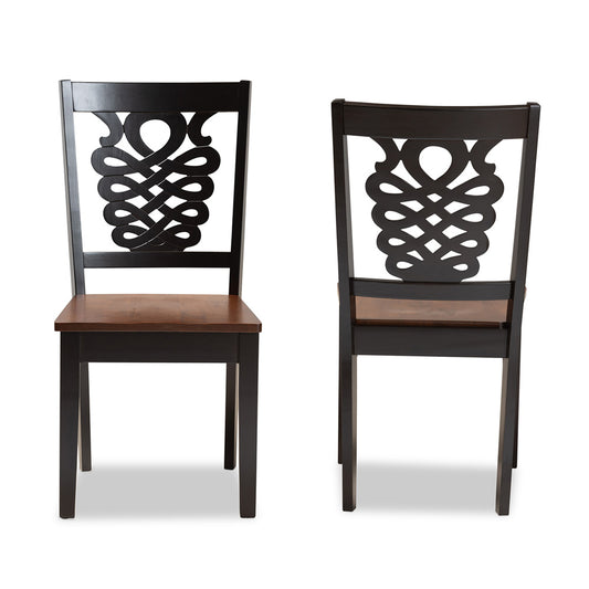 Baxton Studio - Gervais Set of 2 Dining Chairs in Dark Brown/Walnut Brown - RH339C-Dark Brown/Walnut Wood Scoop Seat-DC-2PK view 2