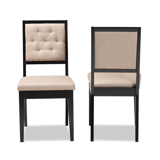 Baxton Studio - Gideon Set of 2 Dining Chairs in Sand/Dark Brown - RH2083C-Sand/Dark Brown-DC-2PK view 2