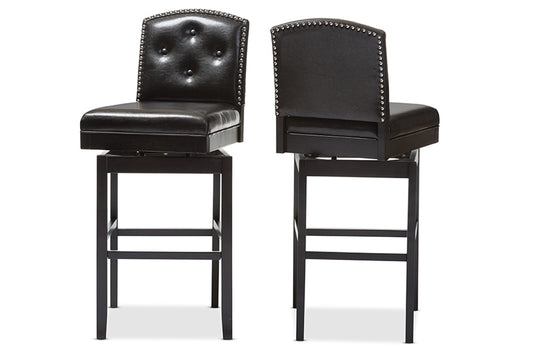 Baxton Studio - Ginaro Barstool Set of 2 - BBT5220-Brown Stool view 2