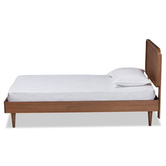 Baxton Studio - Gisa Twin Size Bed in Walnut Brown - Gisa-Ash Walnut-Twin view 2