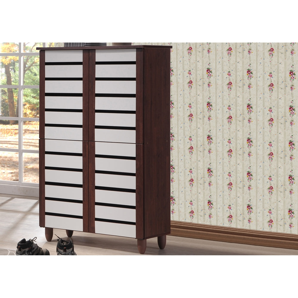 Baxton Studio - Gisela Shoe Cabinet in Brown/White - SC865514-Dirty Oak/White view 8