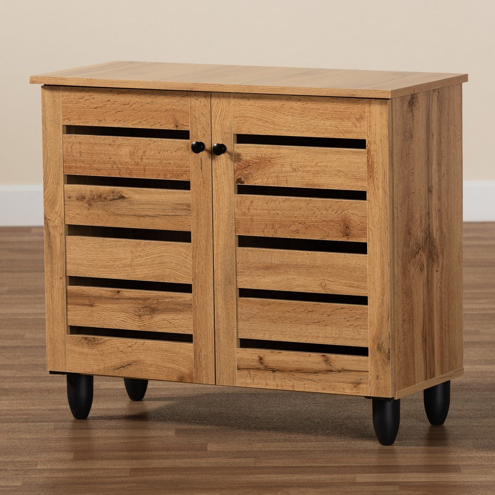 Baxton Studio - Gisela Shoe Cabinet in Oak Brown/Black - SC865512M-Wotan Oak view 9